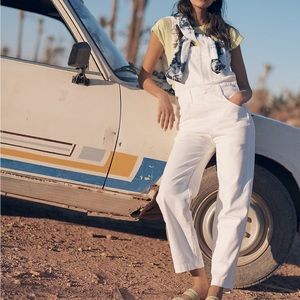 $148 Madewell Straight-Leg Overalls in Tile White NWT size S pristine condition